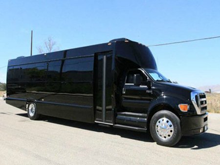 black charter bus from outside