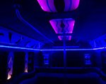 Nothing is smoother than the interior of our Blue Velvet party bus