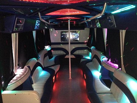 Fort Worth Garland party bus interior